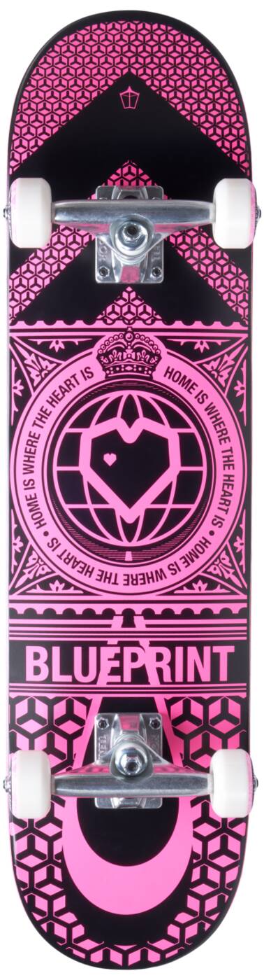 Blueprint Home Heart Skateboard completo - Black/Pink