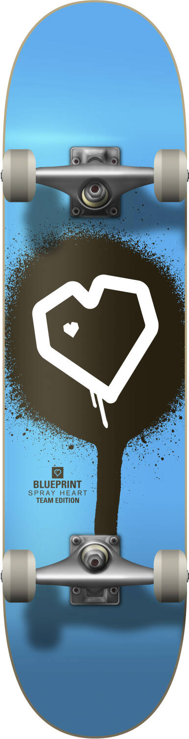 Blueprint Spray Heart V2 Komplet Skateboard - Blue/Black/White