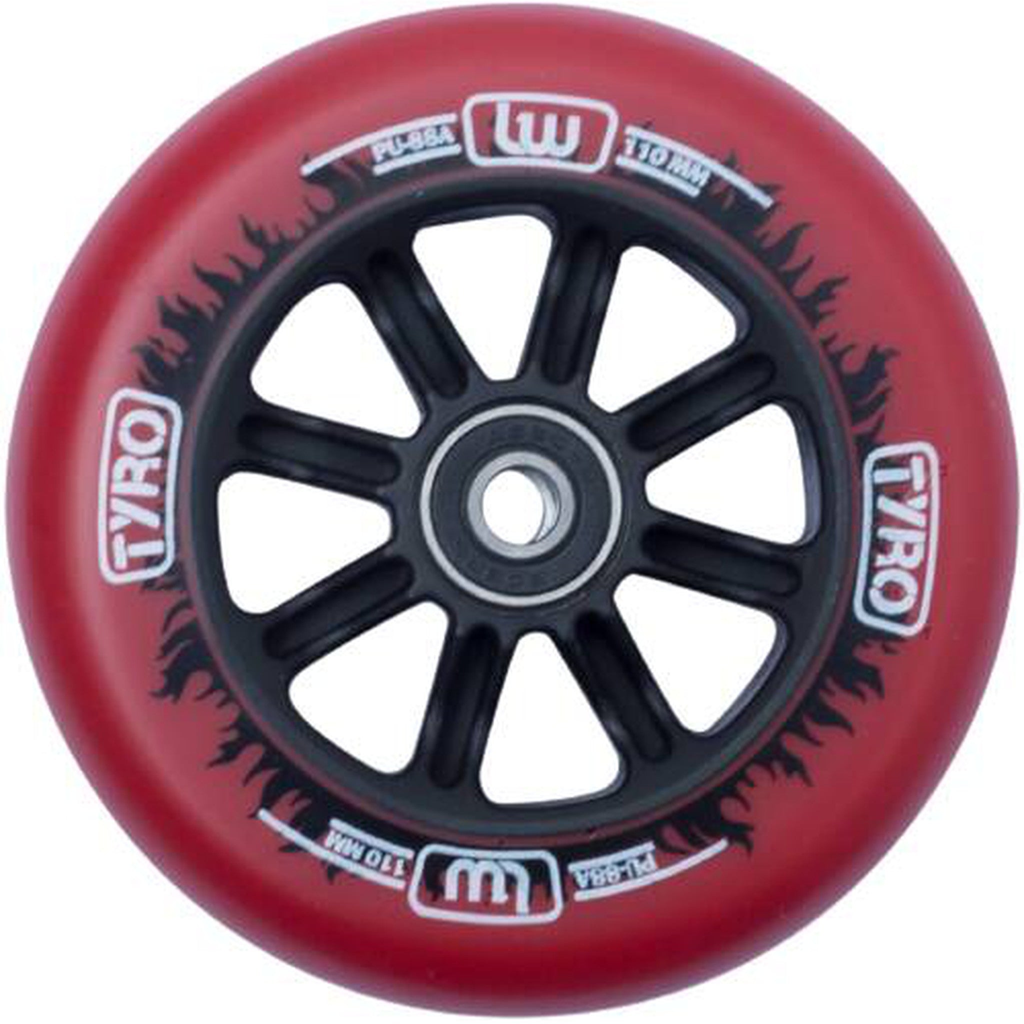 Longway Tyro Nylon Core Hjul Til Løbehjul - Red/Black Flame-ScootWorld.dk